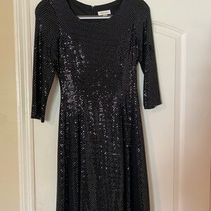 Calvin Klein Sparkling Black Long Sleeve Dress